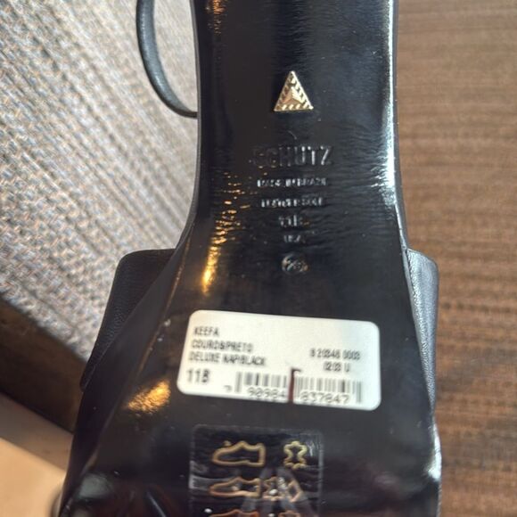 Schutz Women’s Keefa Chunky Leather Black Platform High Heel Sandal Size 11 - Picture 10 of 10